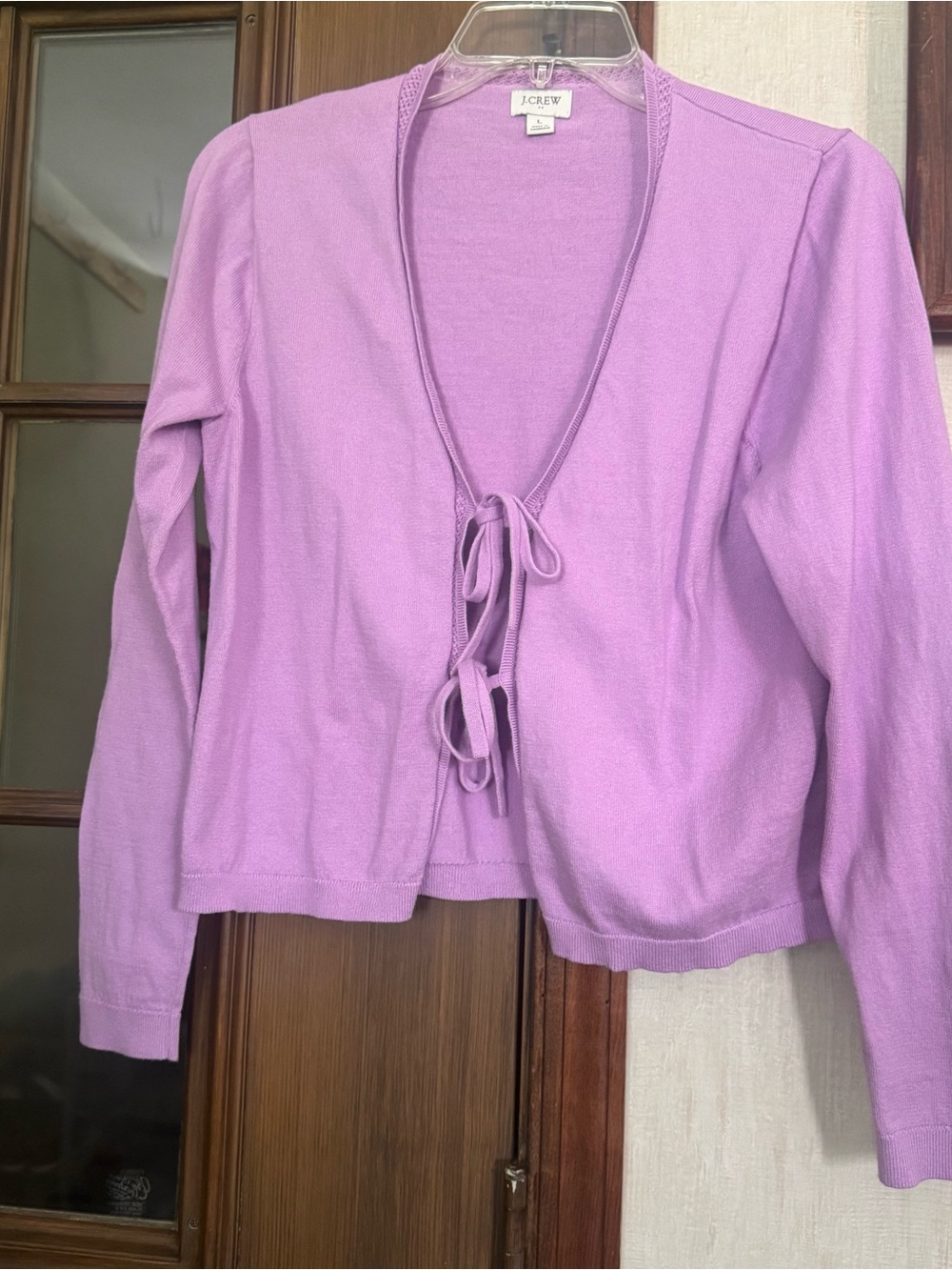 J. Crew Lilac Knit Tie-Front Cardigan